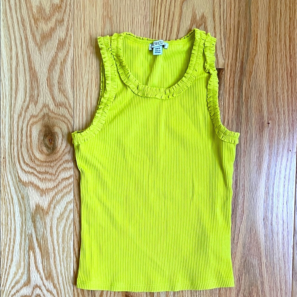Crewcuts, yellow/green tank top. Size M (8-9)